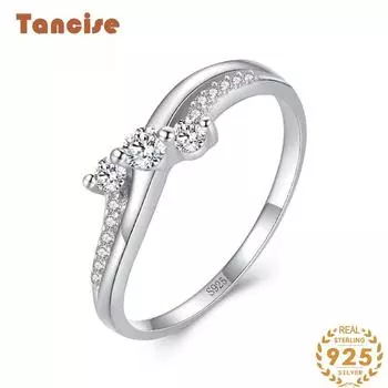Tancise Classic стерлингового серебра 925 пробы кольцо с цирконом женские ювелирные изделия свадебное обещание вечерние подарок 5 серебряный