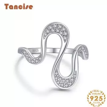 Tancise Classic стерлингового серебра 925 пробы кольцо с цирконом женские ювелирные изделия свадебное обещание вечерние подарок 5 серебряный