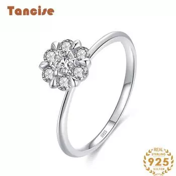 Tancise Classic стерлингового серебра 925 пробы кольцо с цирконом женские ювелирные изделия свадебное обещание вечерние подарок 5 серебряный