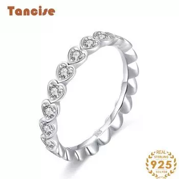 Tancise Classic стерлингового серебра 925 пробы кольцо с цирконом женские ювелирные изделия свадебное обещание вечерние подарок 5 серебряный