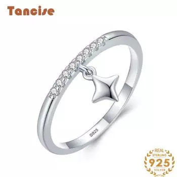 Tancise Classic стерлингового серебра 925 пробы кольцо с цирконом женские ювелирные изделия свадебное обещание вечерние подарок 5 серебряный