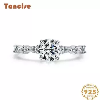 Tancise Classic стерлингового серебра 925 пробы кольцо с цирконом женские ювелирные изделия свадебное обещание вечерние подарок 5 серебряный