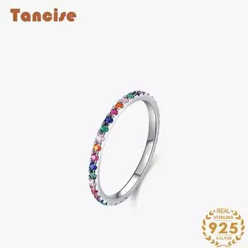 Tancise Classic стерлингового серебра 925 пробы кольцо с цирконом женские ювелирные изделия свадебное обещание вечерние подарок 5 синий