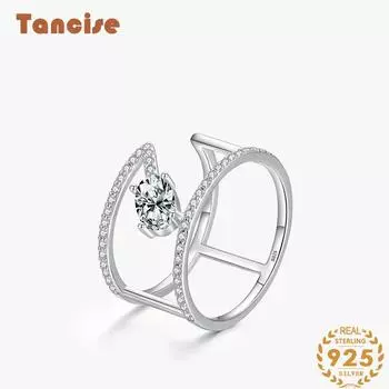 Tancise Classic стерлингового серебра 925 пробы кольцо с цирконом женские ювелирные изделия свадебное обещание вечерние подарок 5 серебряный