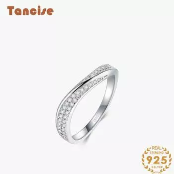 Tancise Classic стерлингового серебра 925 пробы кольцо с цирконом женские ювелирные изделия свадебное обещание вечерние подарок 5 серебряный