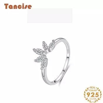 Tancise Classic стерлингового серебра 925 пробы кольцо с цирконом женские ювелирные изделия свадебное обещание вечерние подарок 5 серебряный