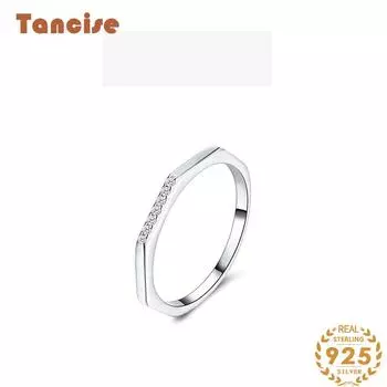 Tancise Classic стерлингового серебра 925 пробы кольцо с цирконом женские ювелирные изделия свадебное обещание вечерние подарок 5 серебряный
