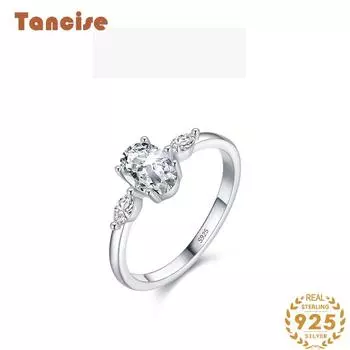 Tancise Classic стерлингового серебра 925 пробы кольцо с цирконом женские ювелирные изделия свадебное обещание вечерние подарок 5 серебряный
