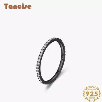Tancise Classic стерлингового серебра 925 пробы кольцо с цирконом женские ювелирные изделия свадебное обещание вечерние подарок 5 чёрный