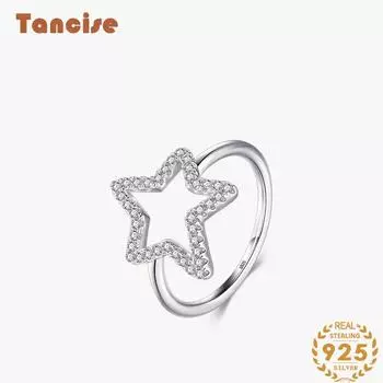 Tancise Classic стерлингового серебра 925 пробы кольцо с цирконом женские ювелирные изделия свадебное обещание вечерние подарок 5 серебряный