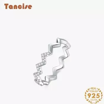 Tancise Classic стерлингового серебра 925 пробы кольцо с цирконом женские ювелирные изделия свадебное обещание вечерние подарок 5 серебряный