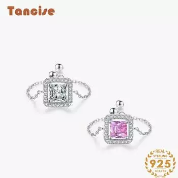 Tancise Classic стерлингового серебра 925 пробы кольцо с цирконом женские ювелирные изделия свадебное обещание вечерние подарок белый