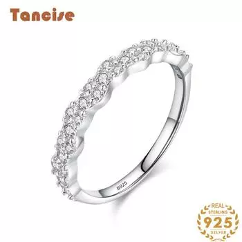 Tancise Classic стерлингового серебра 925 пробы кольцо с цирконом женские ювелирные изделия свадебное обещание вечерние подарок 5 серебряный