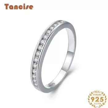 Tancise Classic стерлингового серебра 925 пробы кольцо с цирконом женские ювелирные изделия свадебное обещание вечерние подарок 5 серебряный