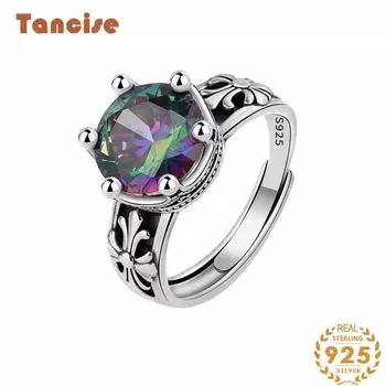 Tancise Classic стерлингового серебра 925 пробы кольцо с цирконом женские ювелирные изделия свадебное обещание вечерние подарок красный