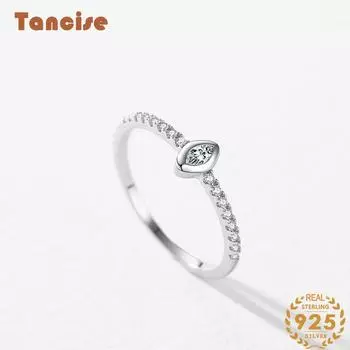 Tancise Classic стерлингового серебра 925 пробы кольцо с цирконом женские ювелирные изделия свадебное обещание вечерние подарок 5 серебряный