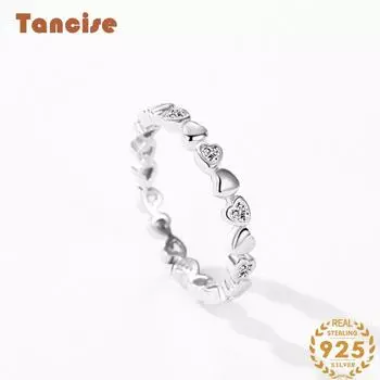 Tancise Classic стерлингового серебра 925 пробы кольцо с цирконом женские ювелирные изделия свадебное обещание вечерние подарок 5 серебряный