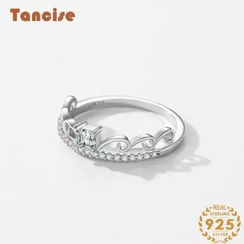 Tancise Classic стерлингового серебра 925 пробы кольцо с цирконом женские ювелирные изделия свадебное обещание вечерние подарок 5 серебряный