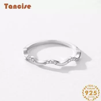 Tancise Classic стерлингового серебра 925 пробы кольцо с цирконом женские ювелирные изделия свадебное обещание вечерние подарок 5 серебряный