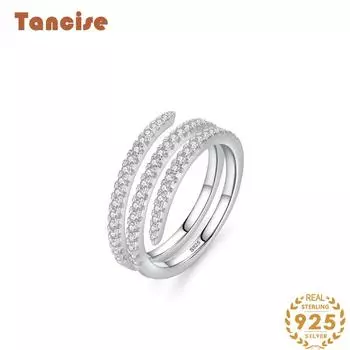 Tancise Classic стерлингового серебра 925 пробы кольцо с цирконом женские ювелирные изделия свадебное обещание вечерние подарок 5 серебряный