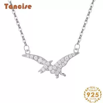 Tancise S925 стерлингового серебра ожерелье Женское трансграничное модное полное птерозавр кулон шея цепочка Ins Животное Ключица Цепочка серебряный