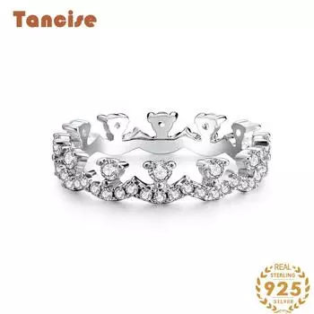 Tancise S925 стерлингового серебра перекрытие кружевное кольцо Женский полный бриллиант Простой Ins Ветер Полный палец Мода Старший 5 серебряный