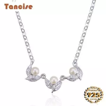 Tancision модное ожерелье из стерлингового серебра 925 пробы с подвеской из пресноводного жемчуга и циркона для женщин, ювелирные изделия для свадебной вечеринки s