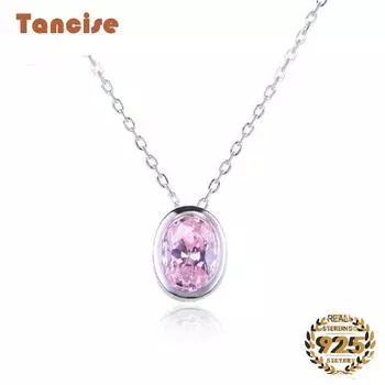 Tancision модное ювелирное ожерелье из стерлингового серебра 925 пробы с овальной формой розовый циркон кулон для женщин свадебный банкет вечерние подарок