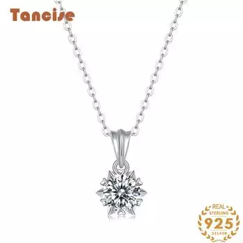 Tancision S925 из стерлингового серебра с муассанитом, роскошное индивидуальное ожерелье с подвеской, женская классическая цепочка Tide Sugar, полная дикой цепочки на ключицы. 1CT серебряный