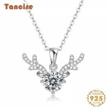 Tancision S925 из стерлингового серебра с муассанитом, роскошное индивидуальное ожерелье с подвеской, женская классическая цепочка Tide Sugar, полная дикой цепочки на ключицы. 1CT серебряный