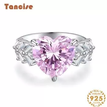 Tancision S925 Стерлинговое кольцо 12*12 в форме сердца Женское красочное кольцо с сокровищами из высокоуглеродистого бриллианта 5 розовый