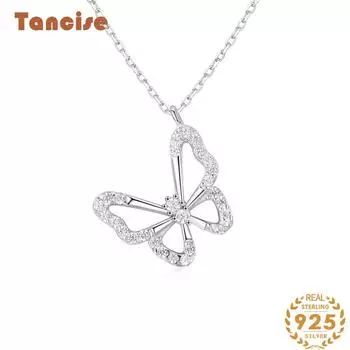 Tancision S925 Стерлинговое серебро Роскошное ожерелье-бабочка Простое ожерелье-подвеска Темпераментная цепочка на ключицы. серебряный