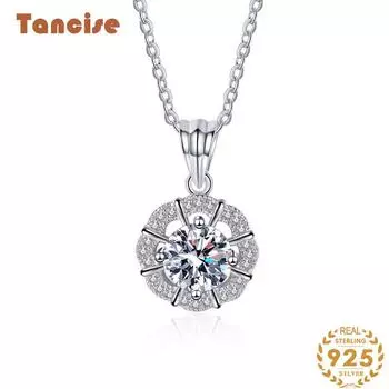 Tancision S925 стерлингового серебра Муассанит Роскошное индивидуальное ожерелье с подвеской женское классическое ожерелье прилив вечерние подарок 1CT серебряный