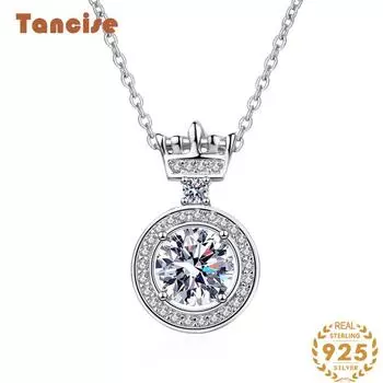 Tancision S925 стерлингового серебра Муассанит Роскошное индивидуальное ожерелье с подвеской женское классическое ожерелье прилив вечерние подарок 1CT серебряный