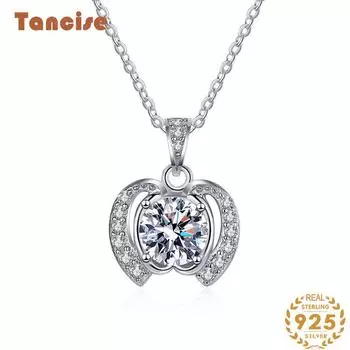 Tancision S925 стерлингового серебра Муассанит Роскошное индивидуальное ожерелье с подвеской женское классическое ожерелье прилив вечерние подарок 1CT серебряный