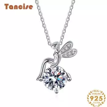 Tancision S925 стерлингового серебра Муассанит Роскошное индивидуальное ожерелье с подвеской женское классическое ожерелье прилив вечерние подарок 1CT серебряный