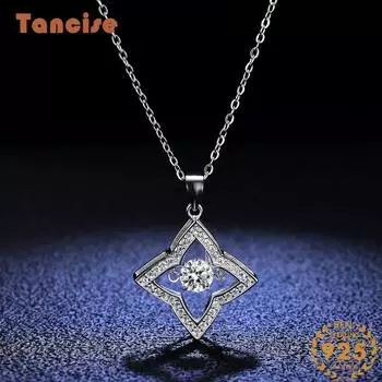 Tancision S925 стерлингового серебра Муассанит Роскошное индивидуальное ожерелье с подвеской женское классическое ожерелье прилив вечерние подарок 0.5CT серебряный
