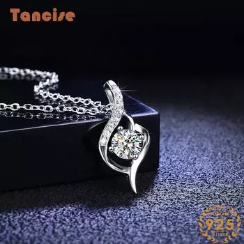 Tancision S925 стерлингового серебра Муассанит Роскошное индивидуальное ожерелье с подвеской женское классическое ожерелье прилив вечерние подарок 0.5CT серебряный