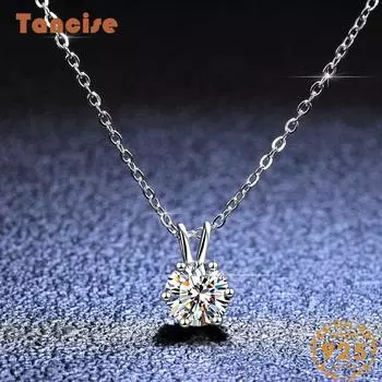 Tancision S925 стерлингового серебра Муассанит Роскошное индивидуальное ожерелье с подвеской женское классическое ожерелье прилив вечерние подарок 1CT серебряный