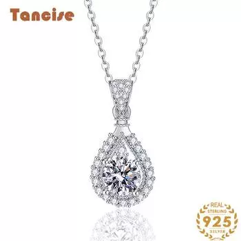 Tancision S925 стерлингового серебра Муассанит Роскошное индивидуальное ожерелье с подвеской женское классическое ожерелье прилив вечерние подарок 1CT серебряный