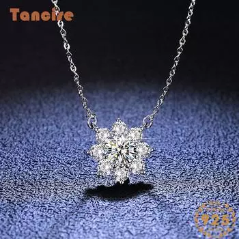Tancision S925 стерлингового серебра Муассанит Роскошное индивидуальное ожерелье с подвеской женское классическое ожерелье прилив вечерние подарок 1CT серебряный