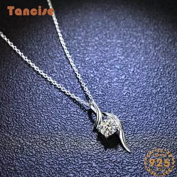 Tancision S925 стерлингового серебра Муассанит Роскошное индивидуальное ожерелье с подвеской женское классическое ожерелье прилив вечерние подарок 1CT серебряный