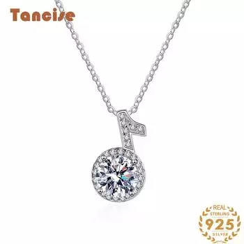 Tancision S925 стерлингового серебра Муассанит Роскошное индивидуальное ожерелье с подвеской женское классическое ожерелье прилив вечерние подарок 1CT серебряный