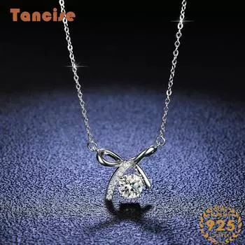 Tancision S925 стерлингового серебра Муассанит Роскошное индивидуальное ожерелье с подвеской женское классическое ожерелье прилив вечерние подарок 1CT серебряный