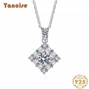 Tancision S925 стерлингового серебра Муассанит Роскошное индивидуальное ожерелье с подвеской женское классическое ожерелье прилив вечерние подарок 1CT серебряный