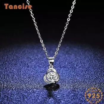 Tancision S925 стерлингового серебра Муассанит Роскошное индивидуальное ожерелье с подвеской женское классическое ожерелье прилив вечерние подарок 0.5CT серебряный