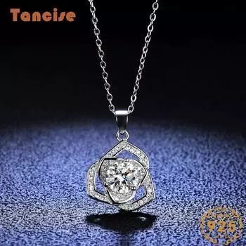 Tancision S925 стерлингового серебра Муассанит Роскошное индивидуальное ожерелье с подвеской женское классическое ожерелье прилив вечерние подарок 1CT серебряный