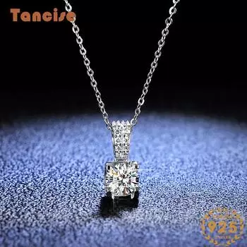 Tancision S925 стерлингового серебра Муассанит Роскошное индивидуальное ожерелье с подвеской женское классическое ожерелье прилив вечерние подарок 1CT серебряный