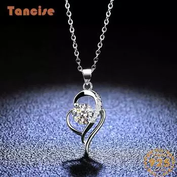 Tancision S925 стерлингового серебра Муассанит Роскошное индивидуальное ожерелье с подвеской женское классическое ожерелье прилив вечерние подарок 1CT серебряный