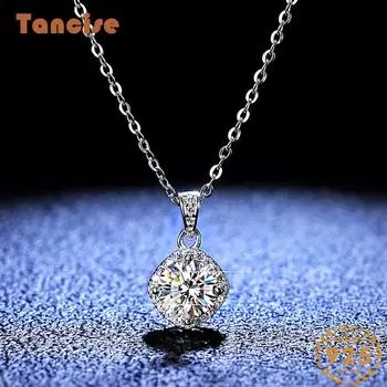 Tancision S925 стерлингового серебра Муассанит Роскошное индивидуальное ожерелье с подвеской женское классическое ожерелье прилив вечерние подарок 1CT серебряный